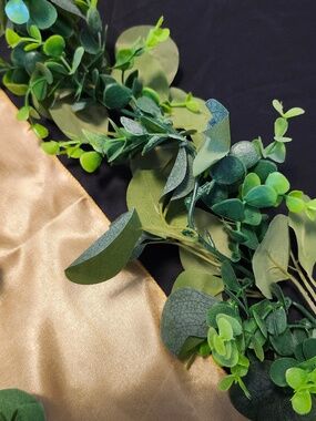 Party Event Decor Black and Gold Theme with Faux Garland and LED Decor Lights